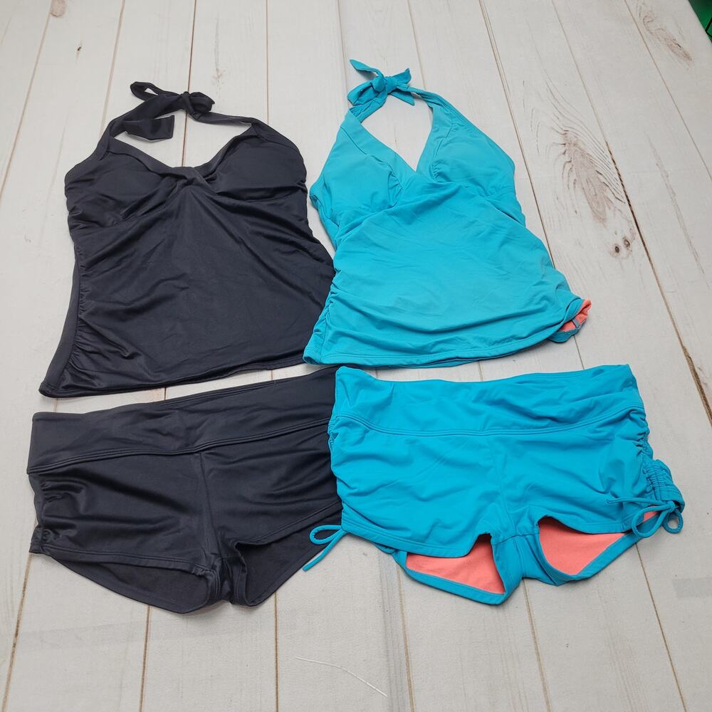 Athleta swim 2 piece tankini boy shorts small medium halter tops